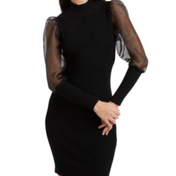 French Connection Krista Organza-Sleeve Sweater Dress Size Small NWT - Picture 1 of 11